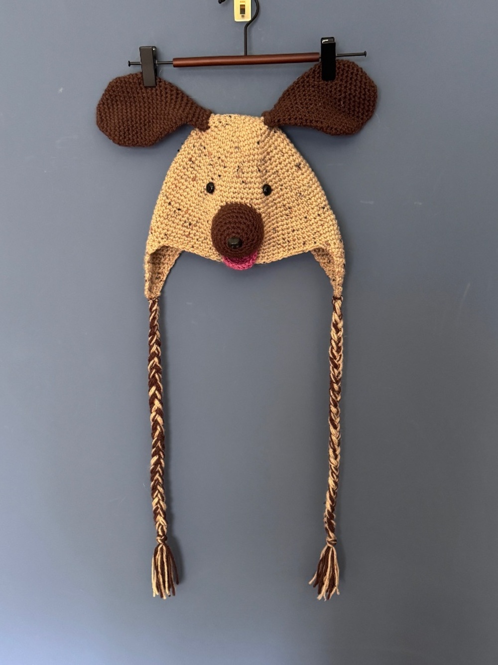 Child's handmade crocheted puppy dog earflap beanie